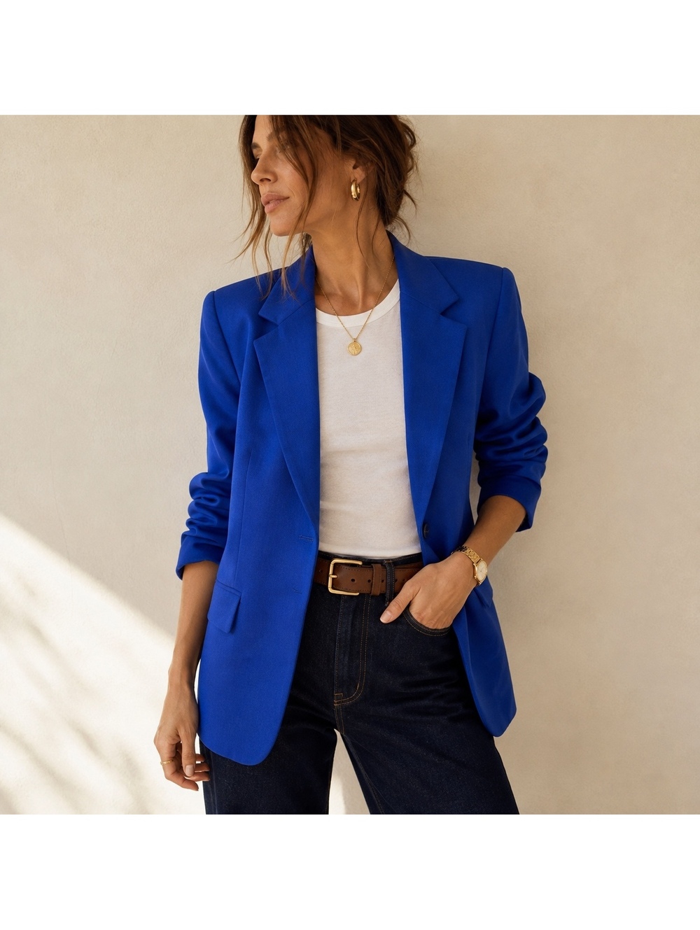 Vintage Pendleton Womens 14P Royal Blue 100% Virgin Wool Blazer Jacket